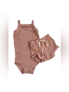 Jax & Lennon Pink Bamboo Set: Shorties and Tank Onesie
